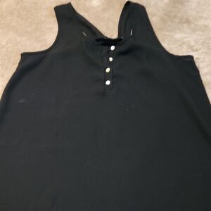LOFT Black Sleeveless Blouse with Button Detail